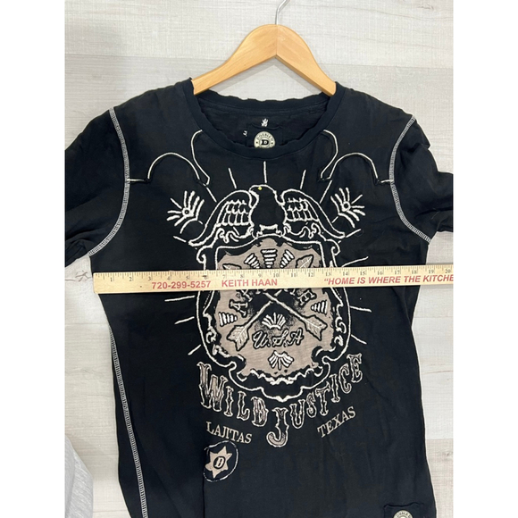 Women's Double D Ranch Black Long Sleeve Tee L with White Embroidery - Picture 6 of 8